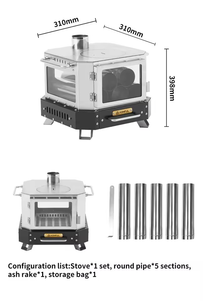 Kompor Kayu Bakar Portabel HOM - Outdoor Camping Wood Burning Stove ulasan dan harga