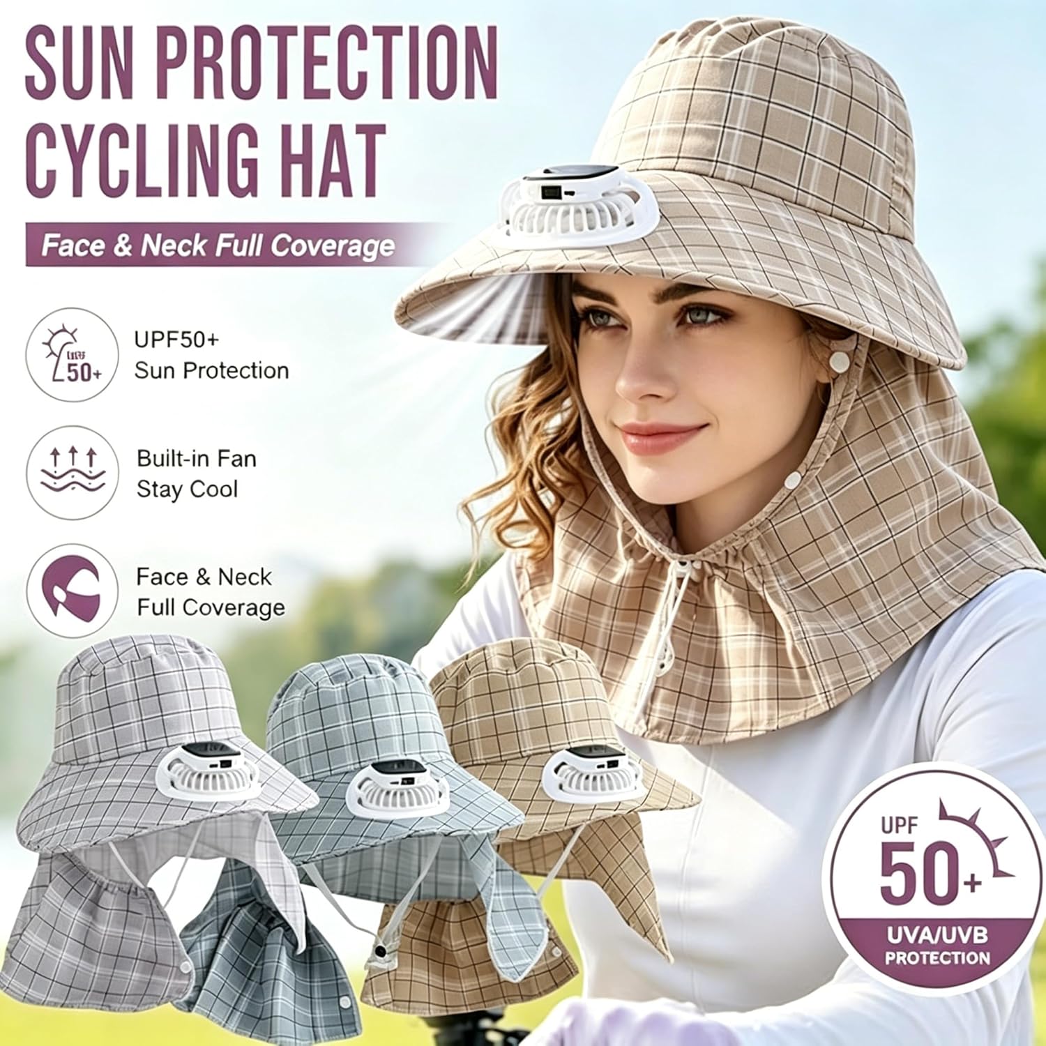1PC Topi Kipas Pelindung Leher - Outdoor Camping Fan ulasan dan harga