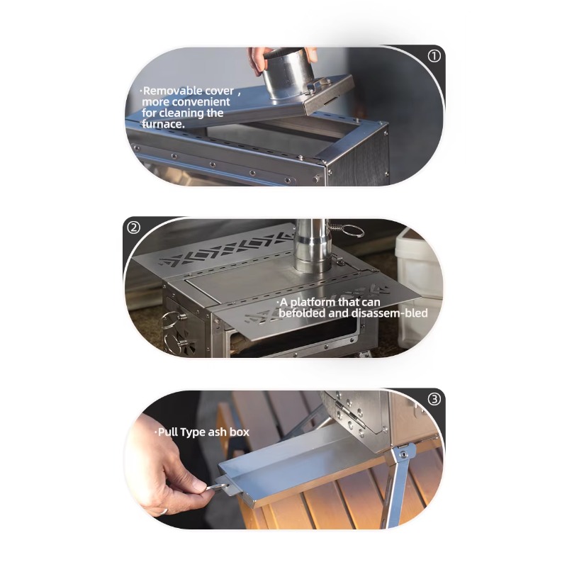 Kompor Kayu Bakar Portabel unt - Outdoor Camping Wood Burning Stove ulasan dan harga