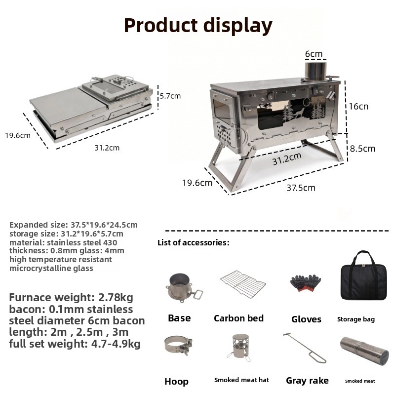 Kompor Kayu Lipat Portabel dar - Outdoor Camping Wood Burning Stove ulasan dan harga