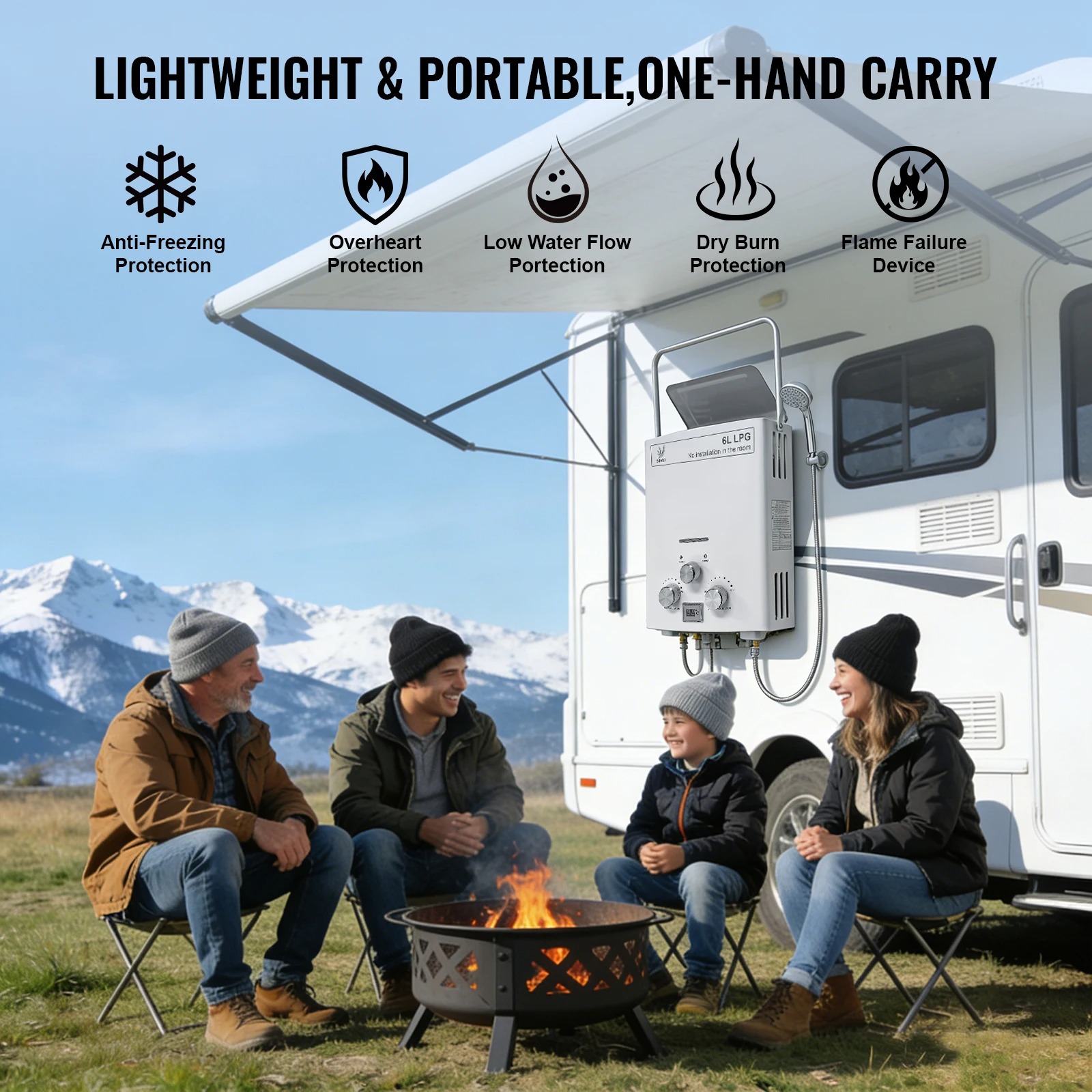 Pemanas Air Gas LPG | SIHAO 6L - Outdoor Camping Hot Water Heater ulasan dan harga