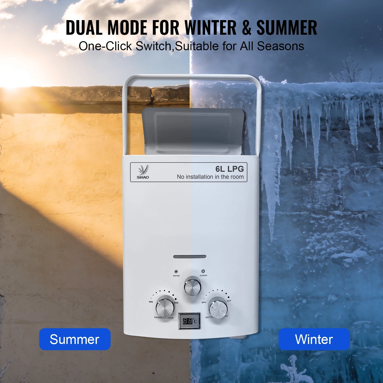Pemanas Air Gas LPG | SIHAO 6L - Outdoor Camping Hot Water Heater ulasan dan harga